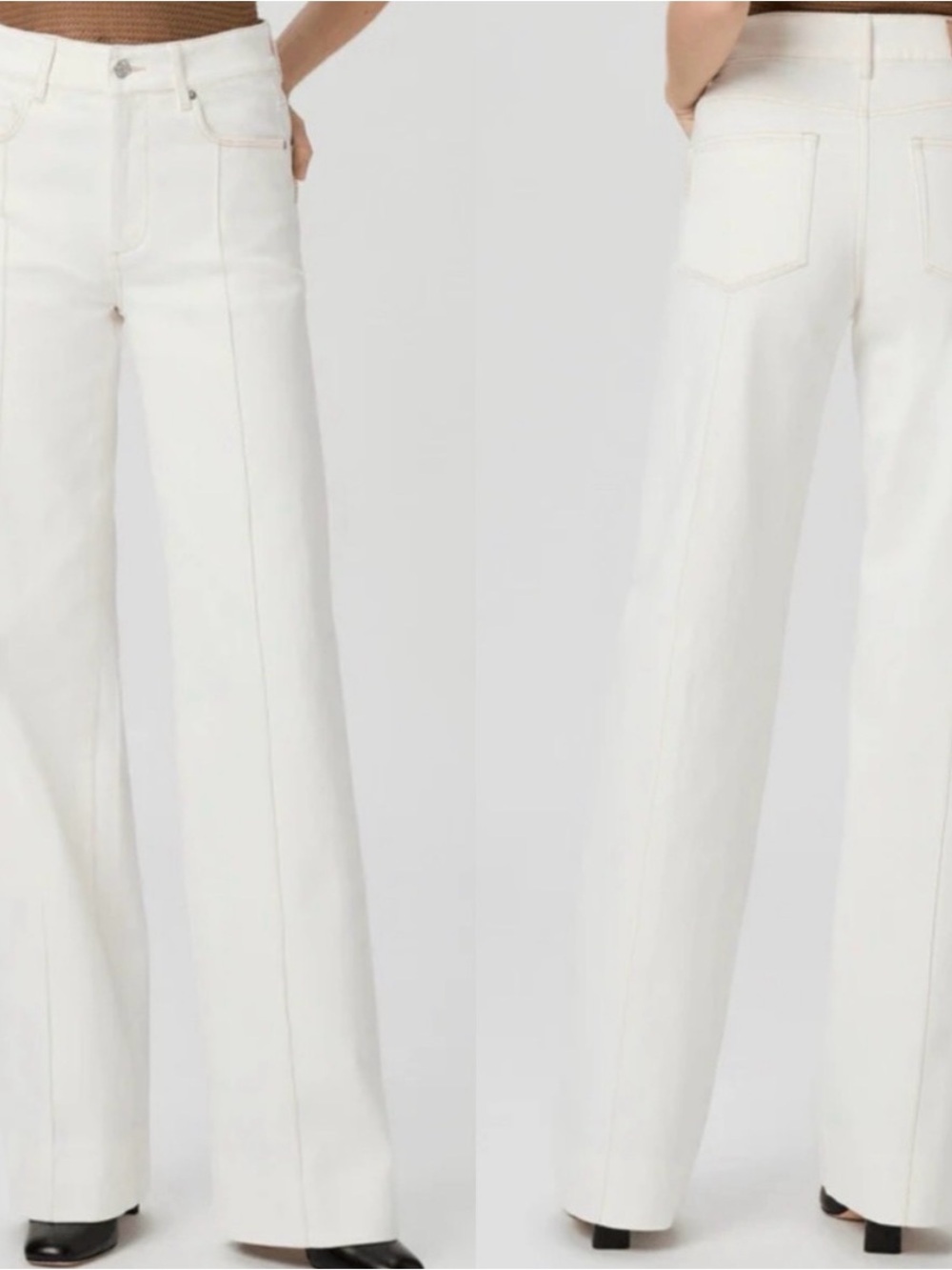 Paige Sasha Wide-Leg Jeans in Toasted Ecru Sz 29